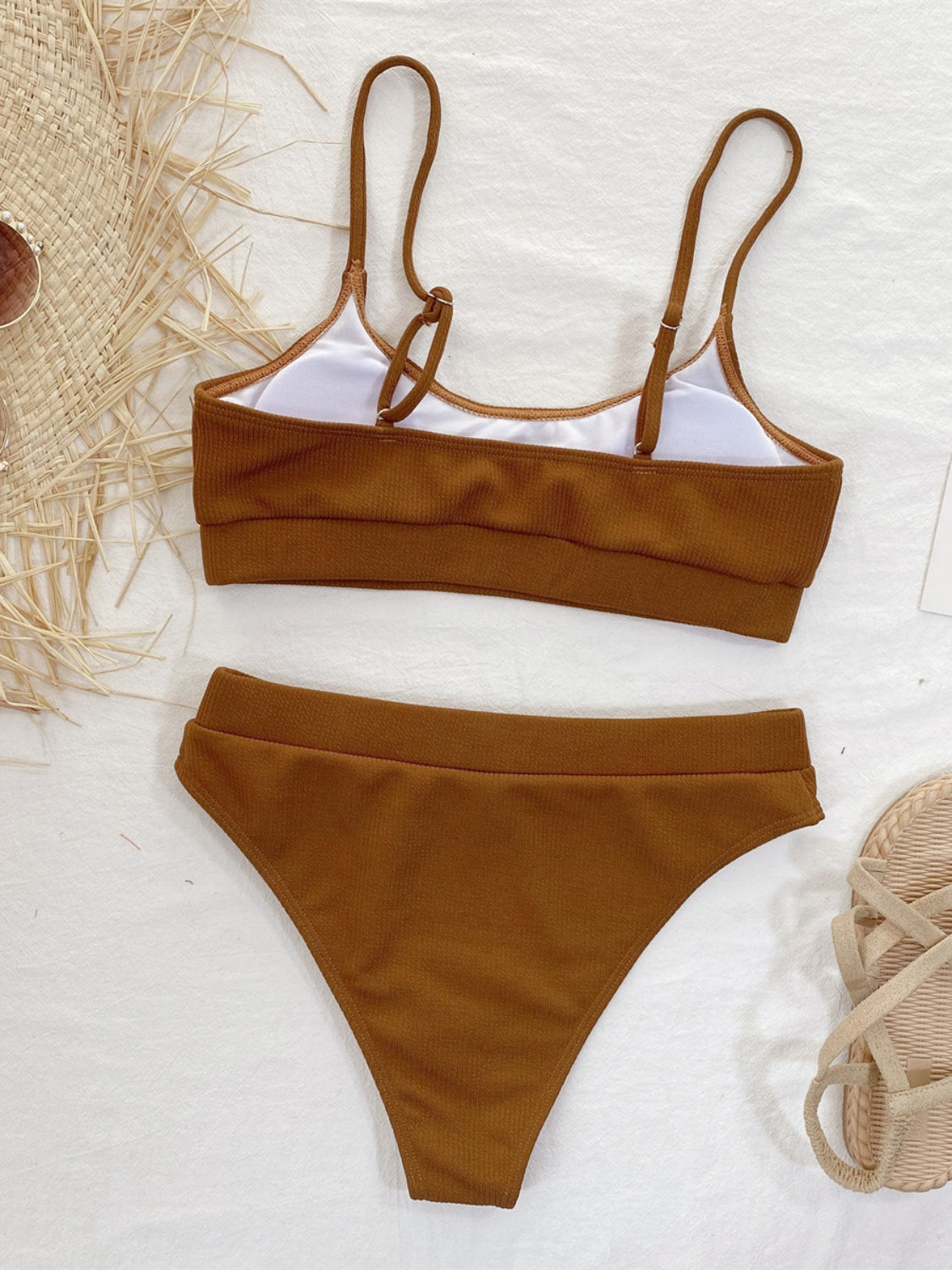 scoop neck spaghetti strap two-piece swim set