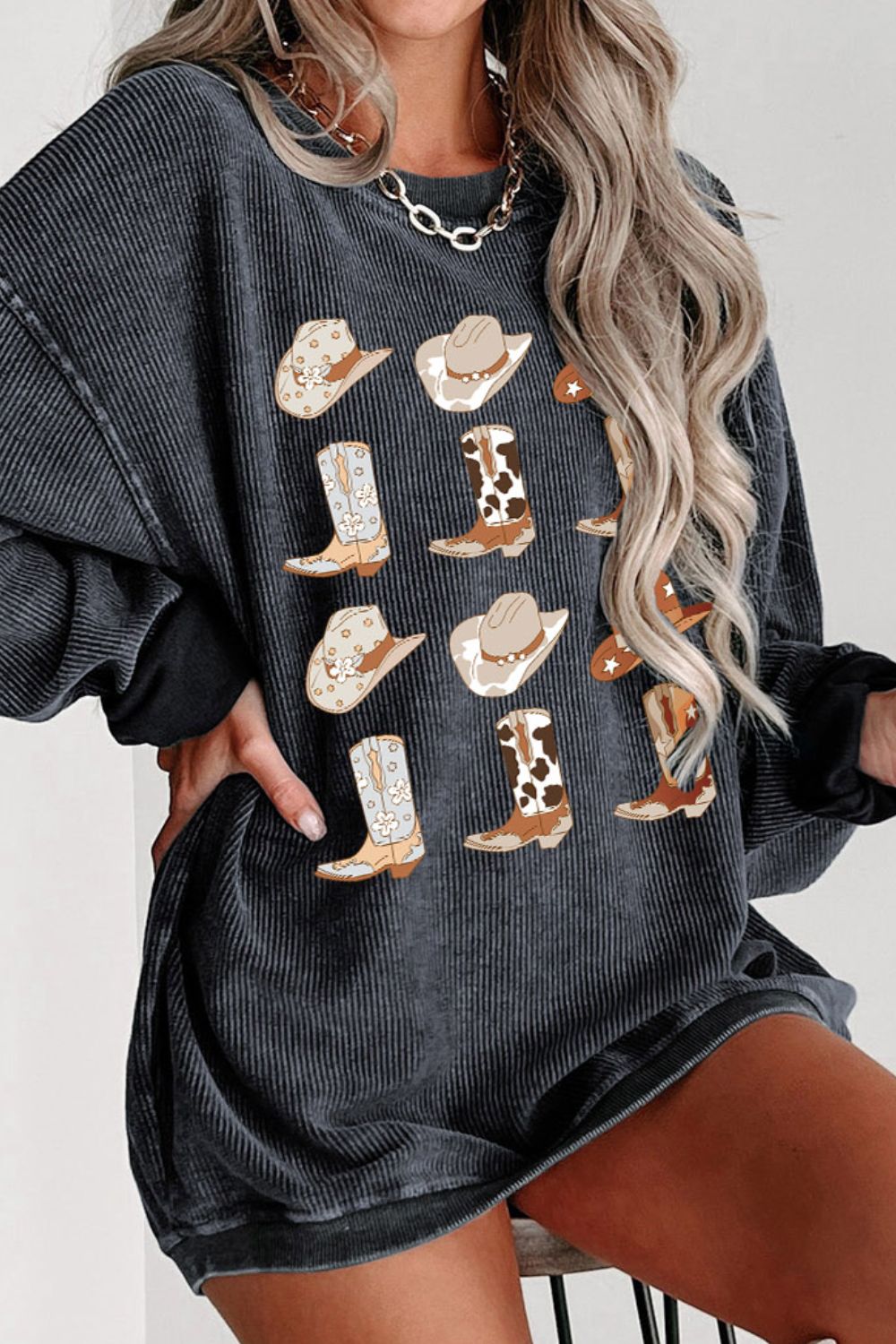 cowboy hat & boot graphic sweatshirt