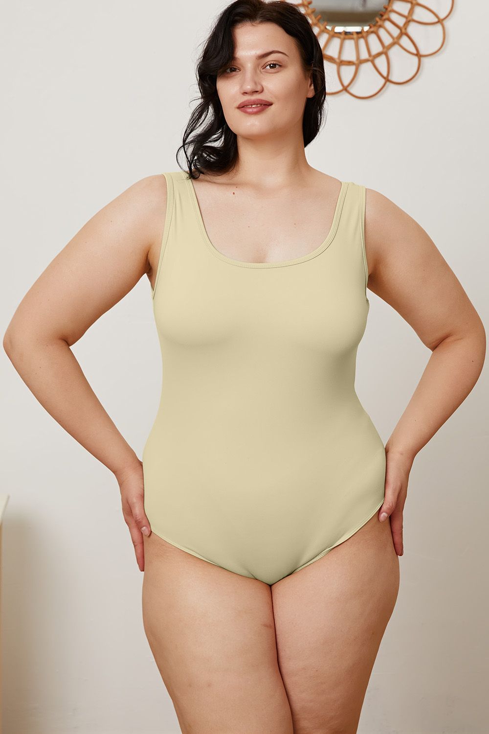 basic bae full size square neck sleeveless bodysuit
