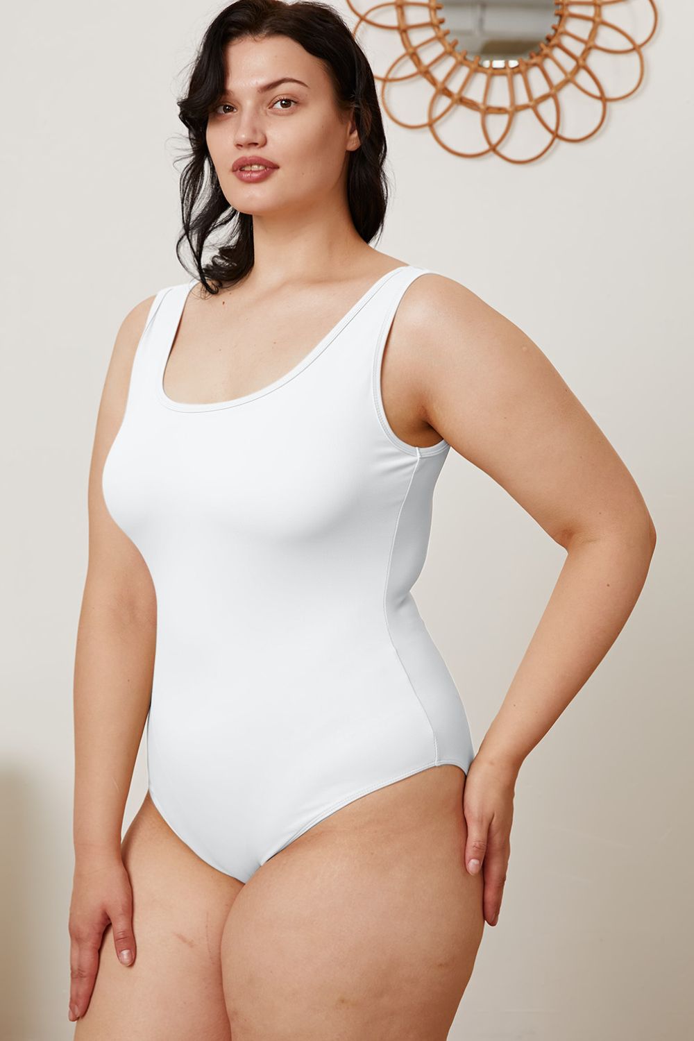 basic bae full size square neck sleeveless bodysuit