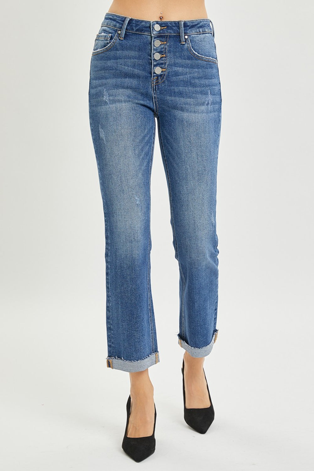 risen full size button fly cropped bootcut jeans