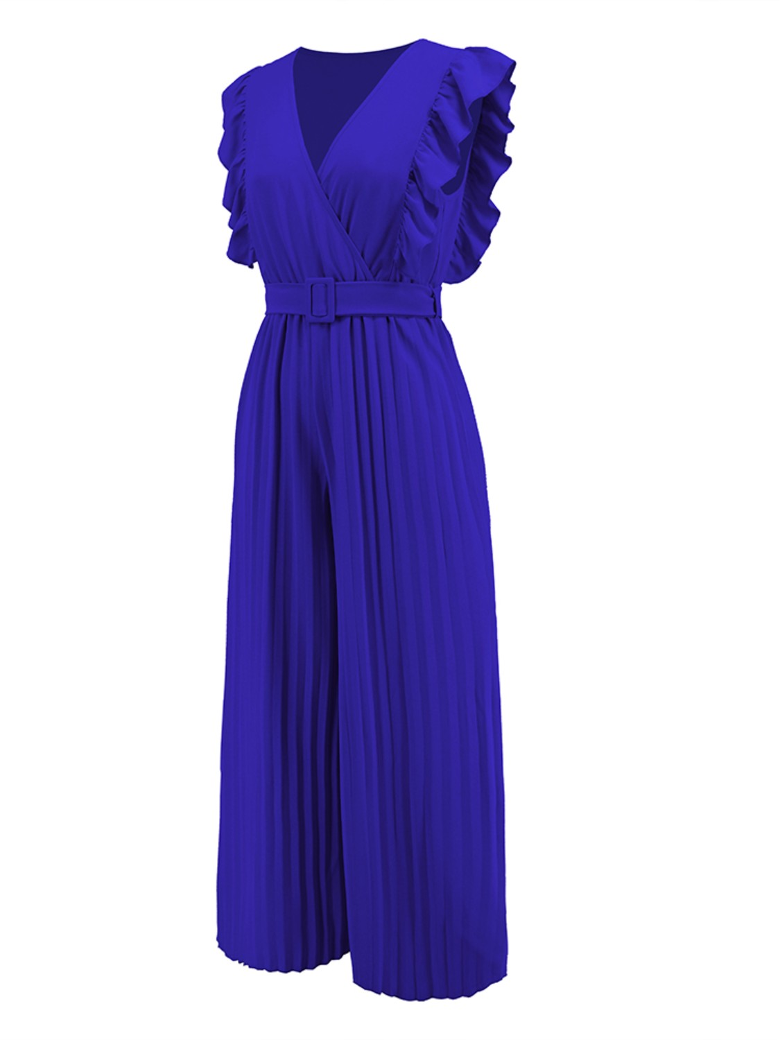 ruffled surplice cap sleeve jumpsuit