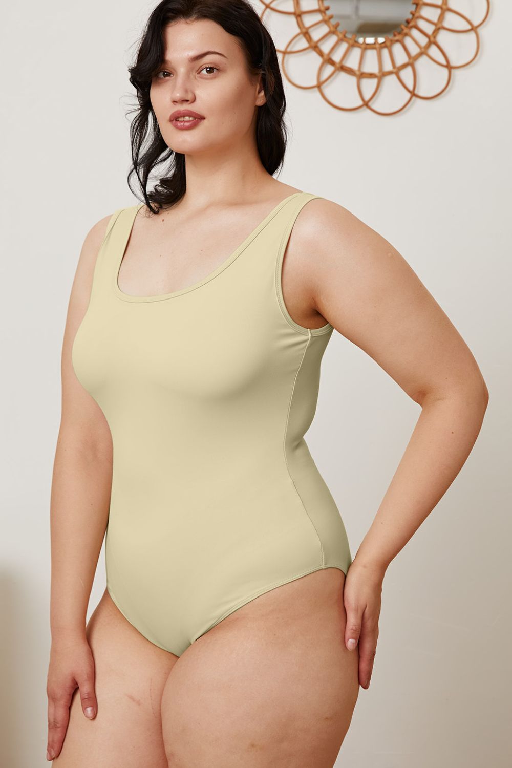 basic bae full size square neck sleeveless bodysuit