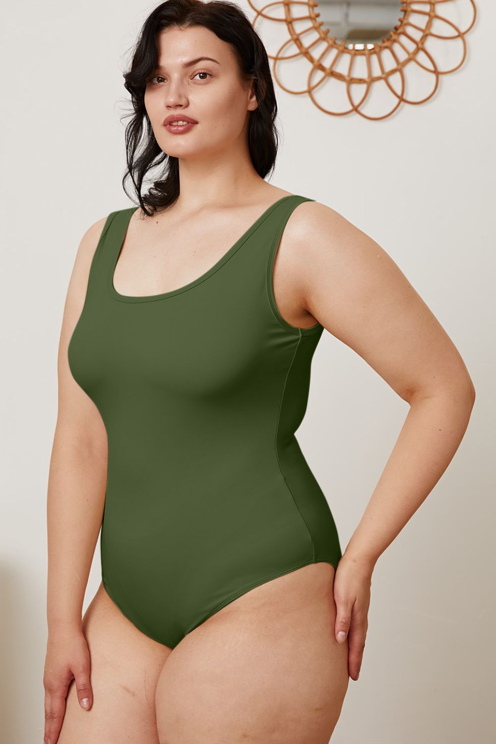 basic bae full size square neck sleeveless bodysuit