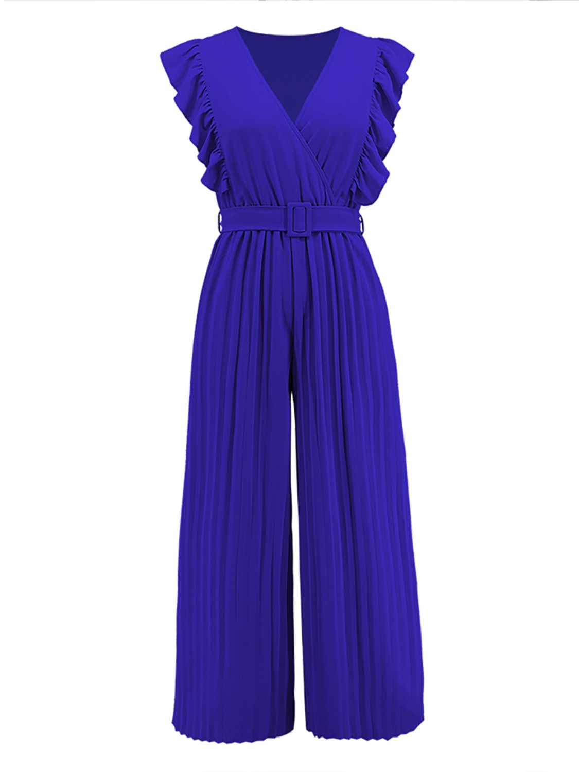 ruffled surplice cap sleeve jumpsuit