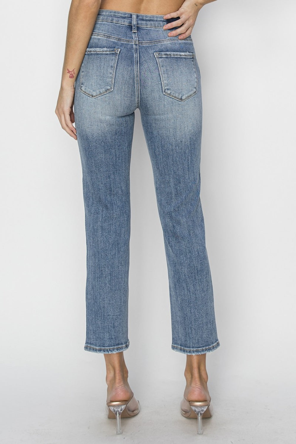 risen full size high waist distressed cropped jeans