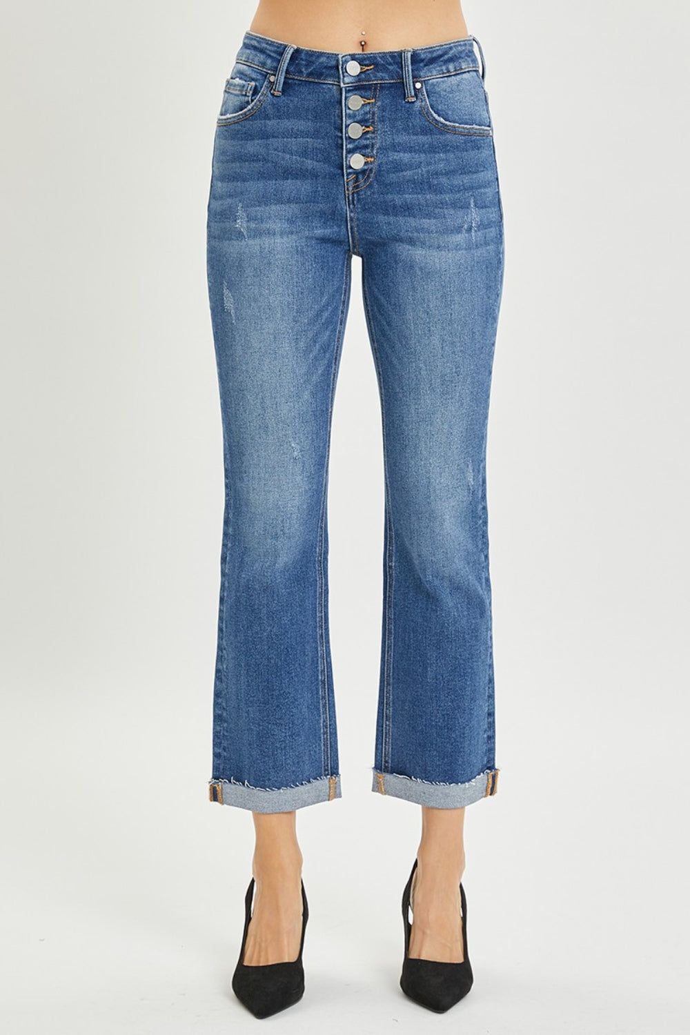 risen full size button fly cropped bootcut jeans