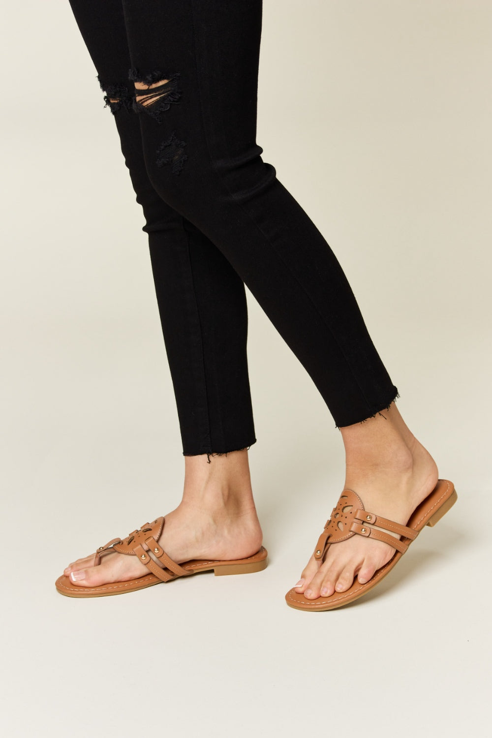 forever link cutout pu leather open toe sandals