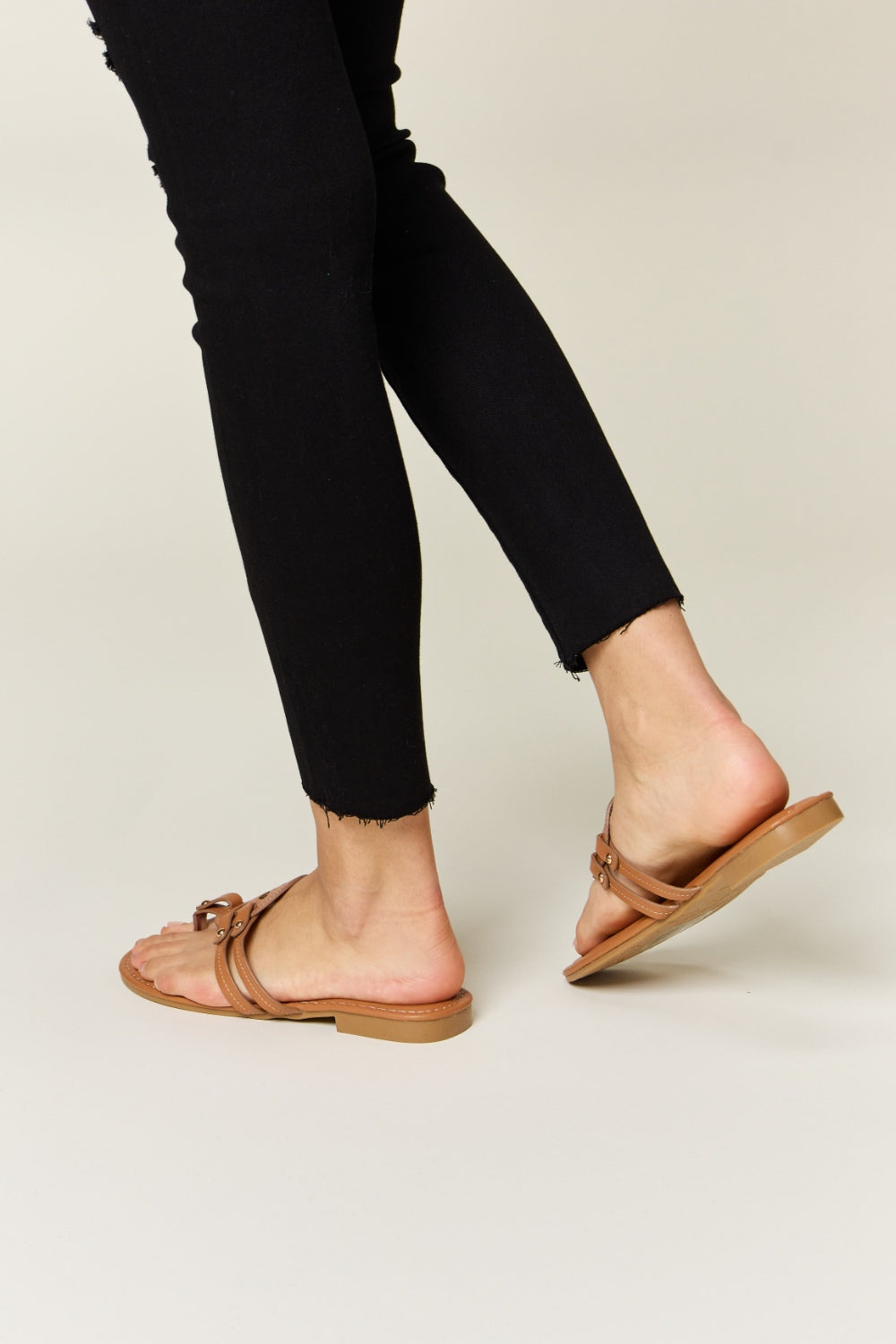 forever link cutout pu leather open toe sandals