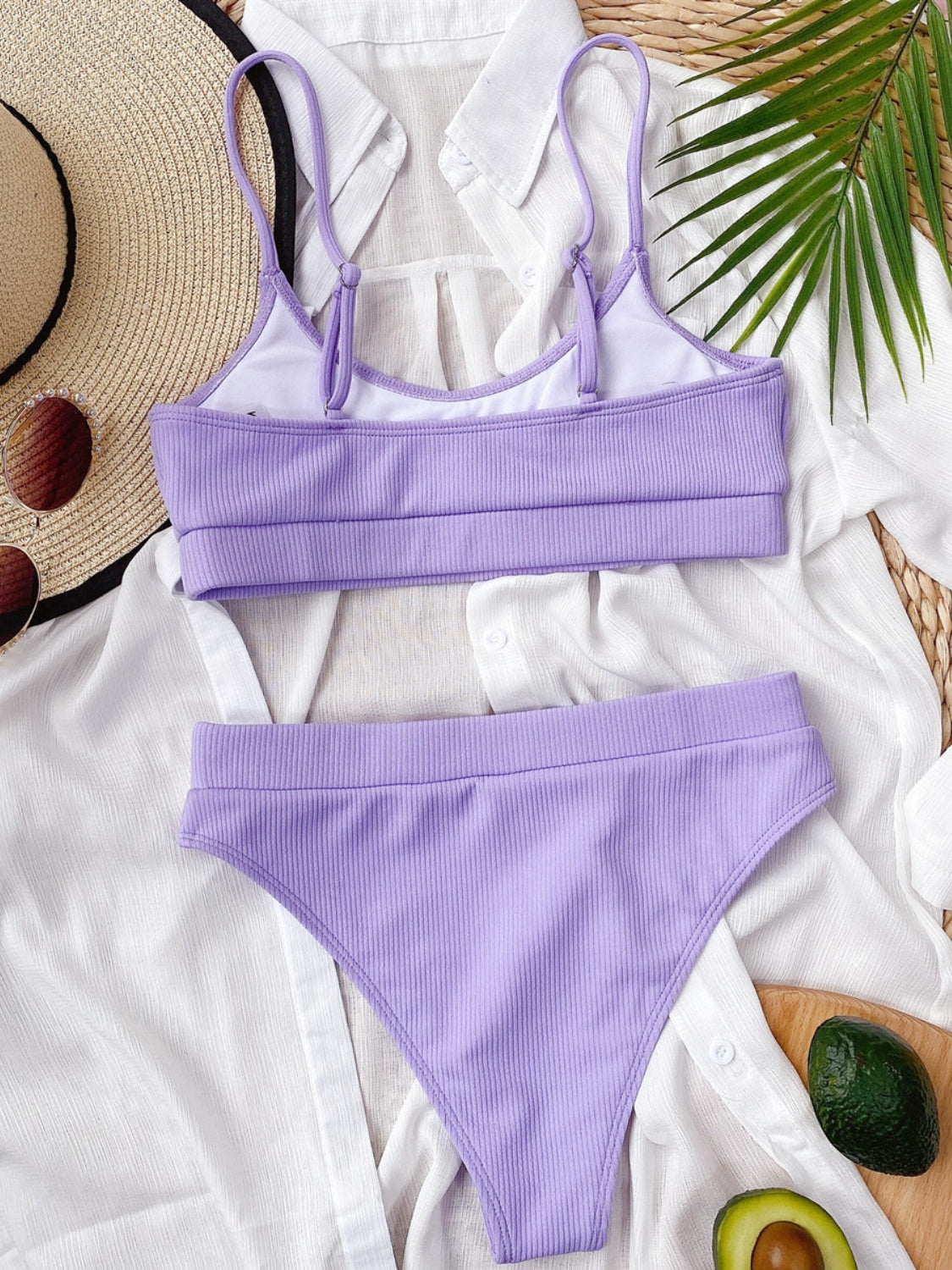 scoop neck spaghetti strap two-piece swim set