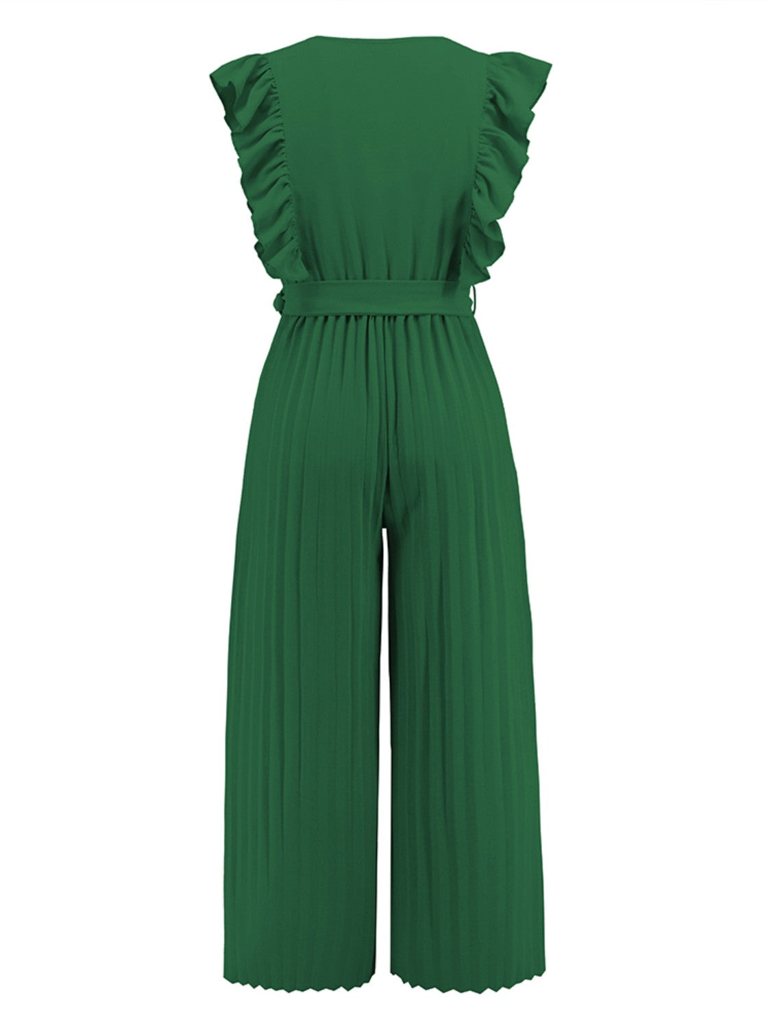 ruffled surplice cap sleeve jumpsuit